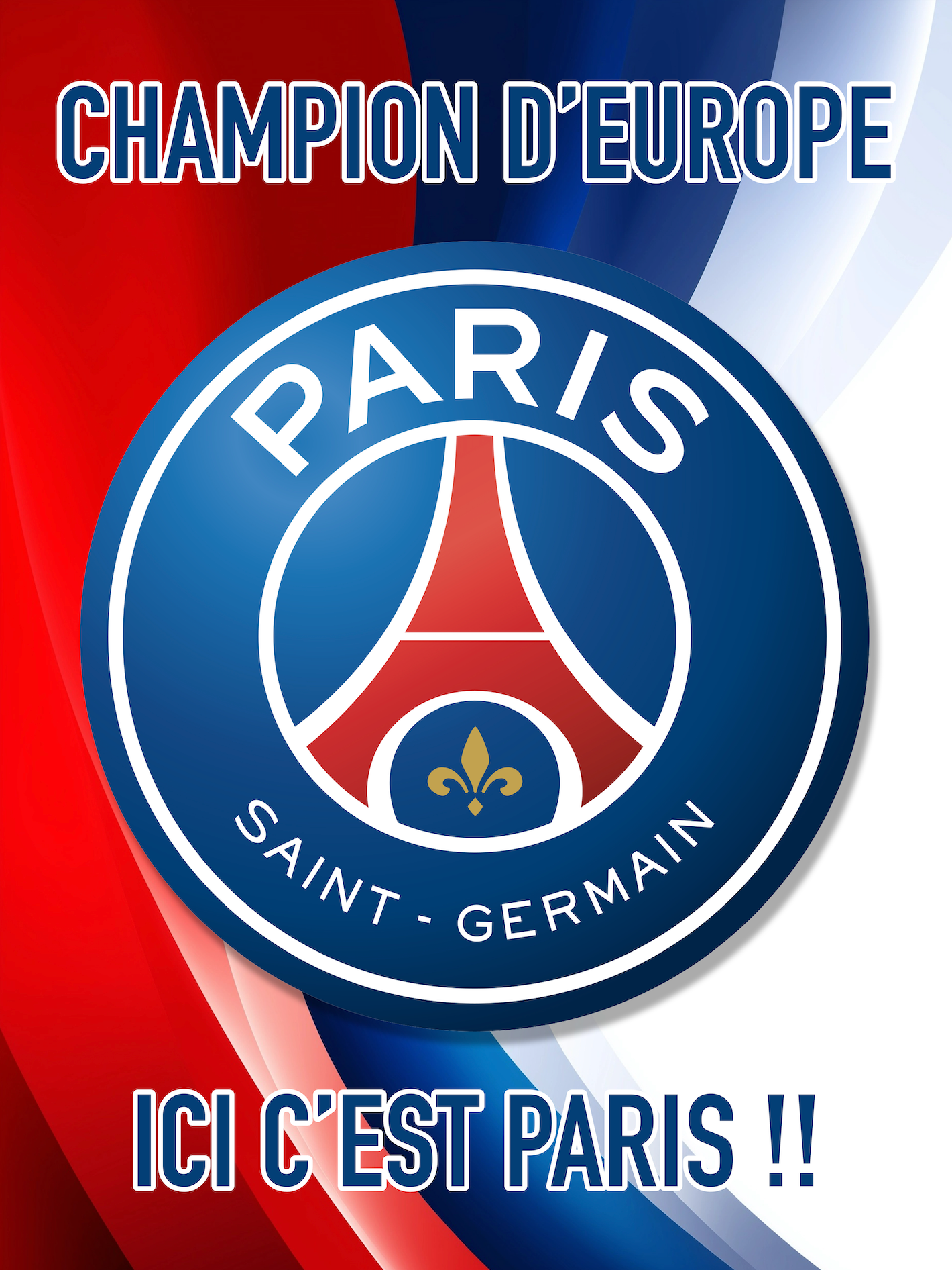 Tableau Paris "PSG" - Champion d'Europe