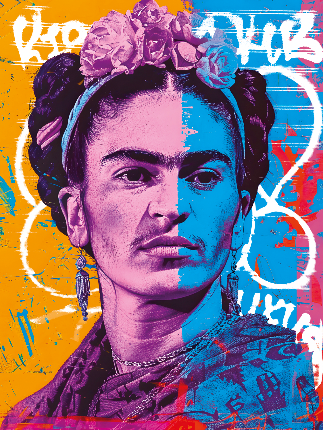 Tableau Frida Kahlo Coloré - Décoration Murale Artistique - Fabulartz.fr 