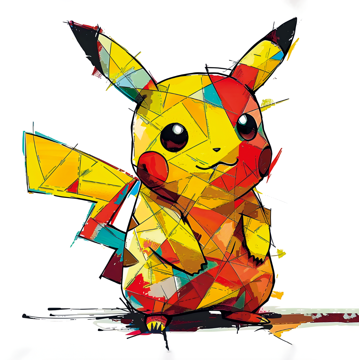 Tableau Pokémon - Pikachu en style cubiste - Fabulartz.fr 