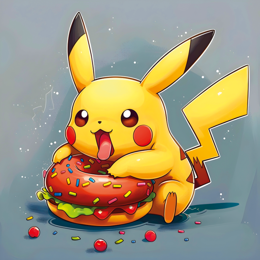 Tableau Pokémon - Pikachu et le donut - Fabulartz.fr 