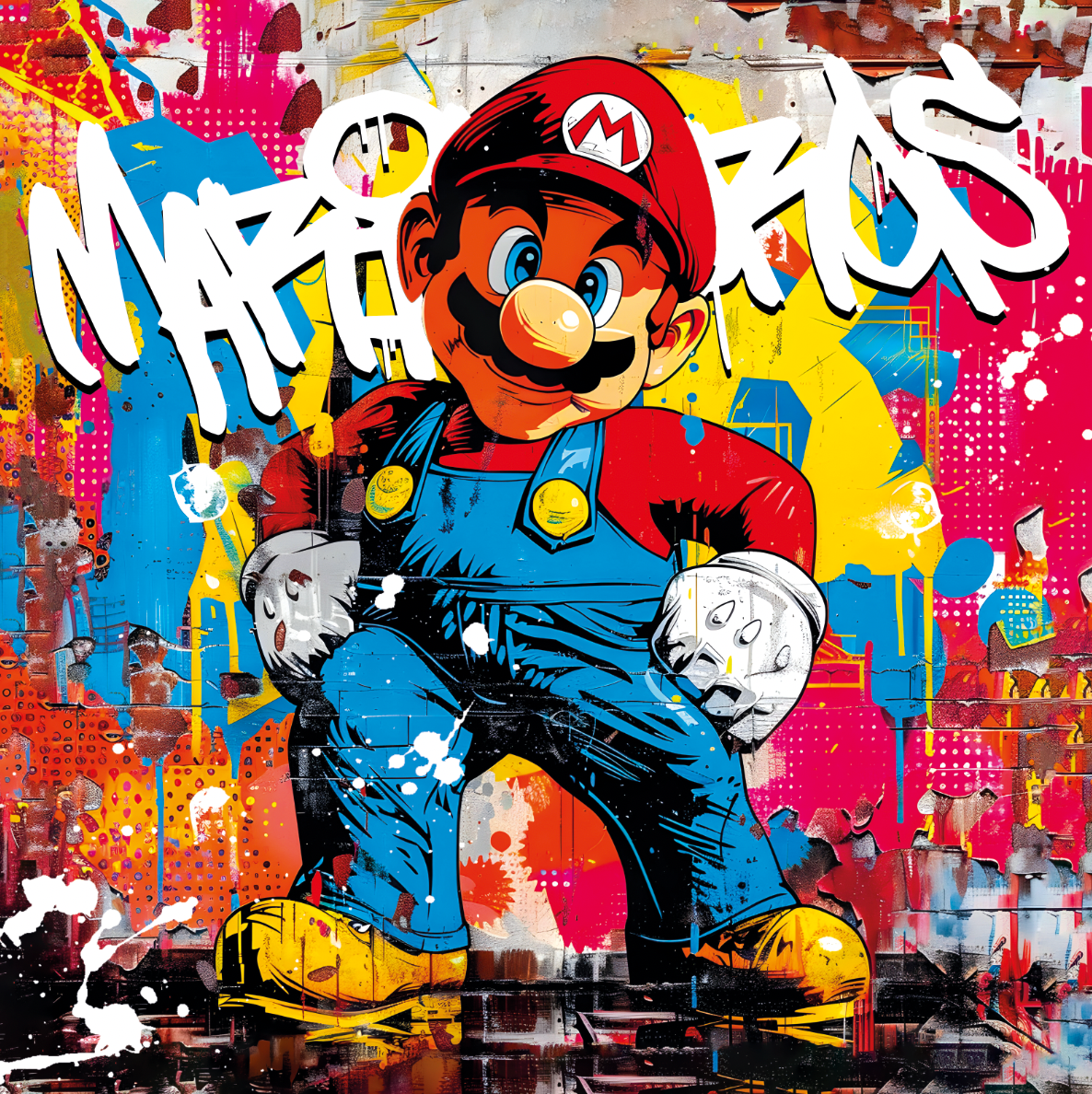 Tableau Urbain de Mario - Cadre Déco Dynamique et Coloré - Fabulartz.fr 