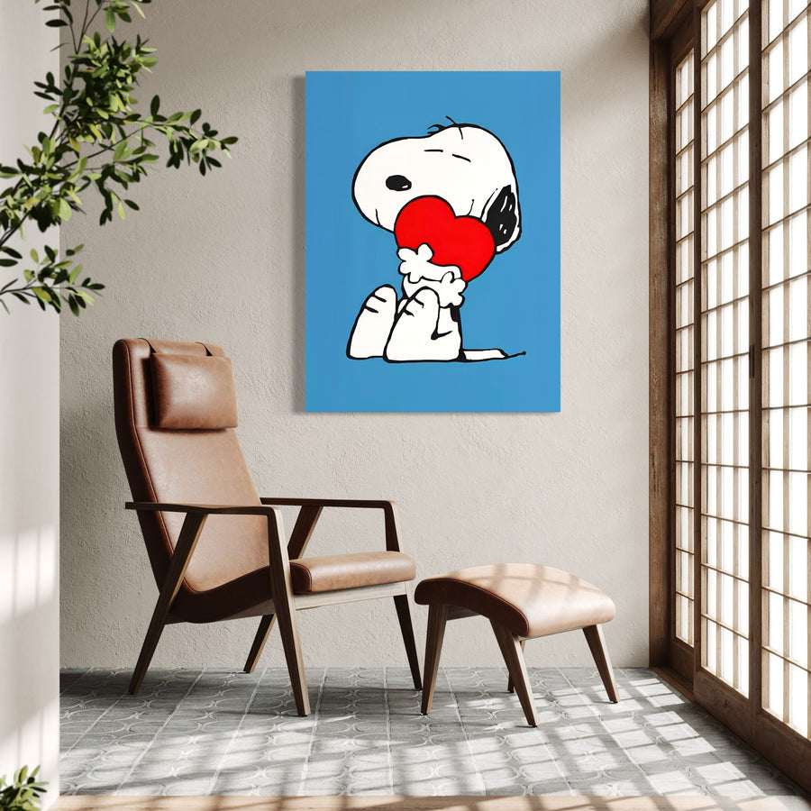 Painting Snoopy Heart Hug - Déco Murale Amour