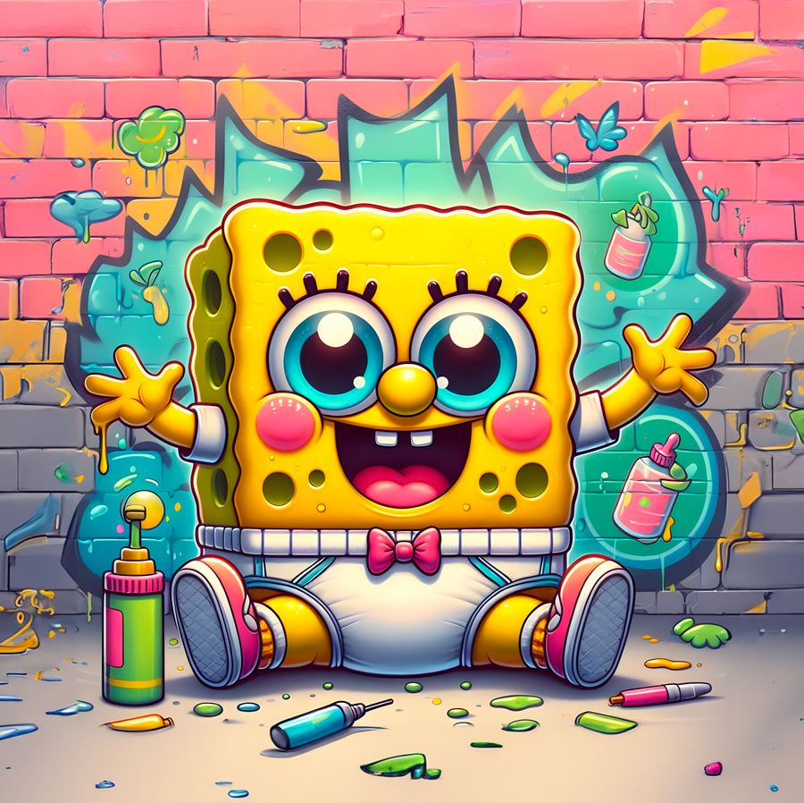 Tableau Enfant Bob l'Éponge - Cadre Déco Coloré