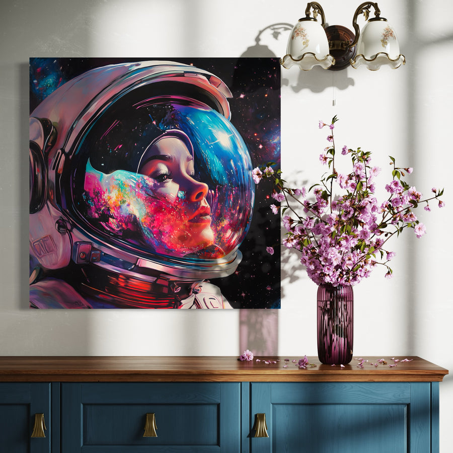 Pittura spaziale Ritratto di astronauta - Cornice da parete di design