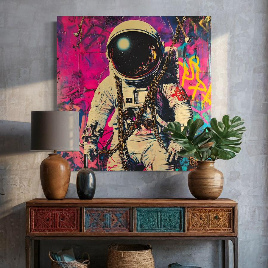 Pittura Astronauta spaziale Street Art - Decorazione originale da parete