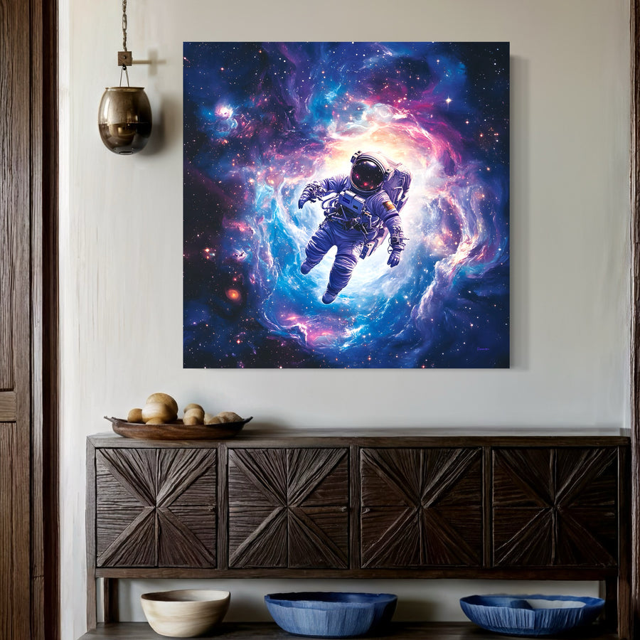 Pittura Astronauta spaziale in vortice - Decorazione murale di design
