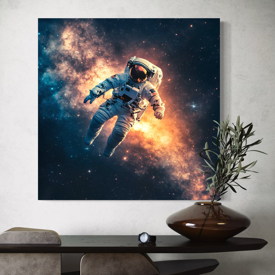Pittura Spazio Astronauta e Nebulosa - Decorazione murale moderna
