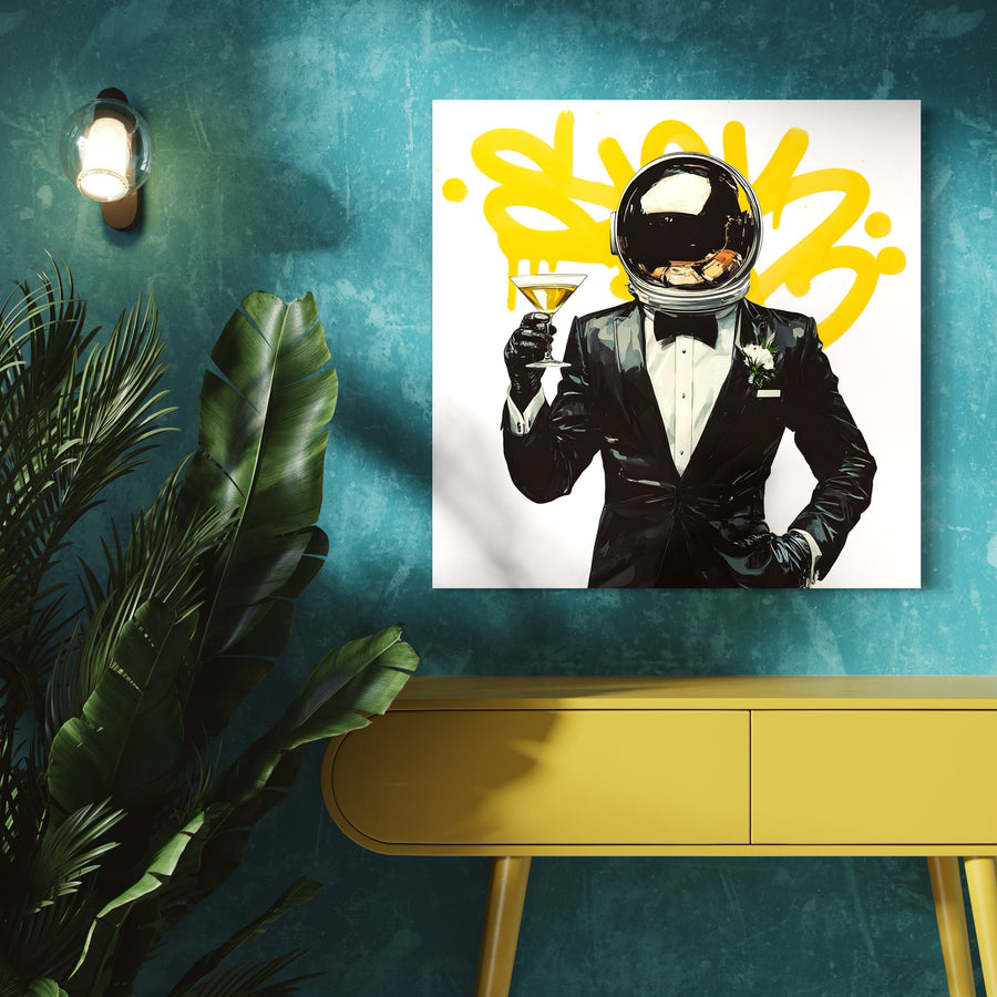 Painting Space Astronaut in Costume - Contemporary Wall Decor