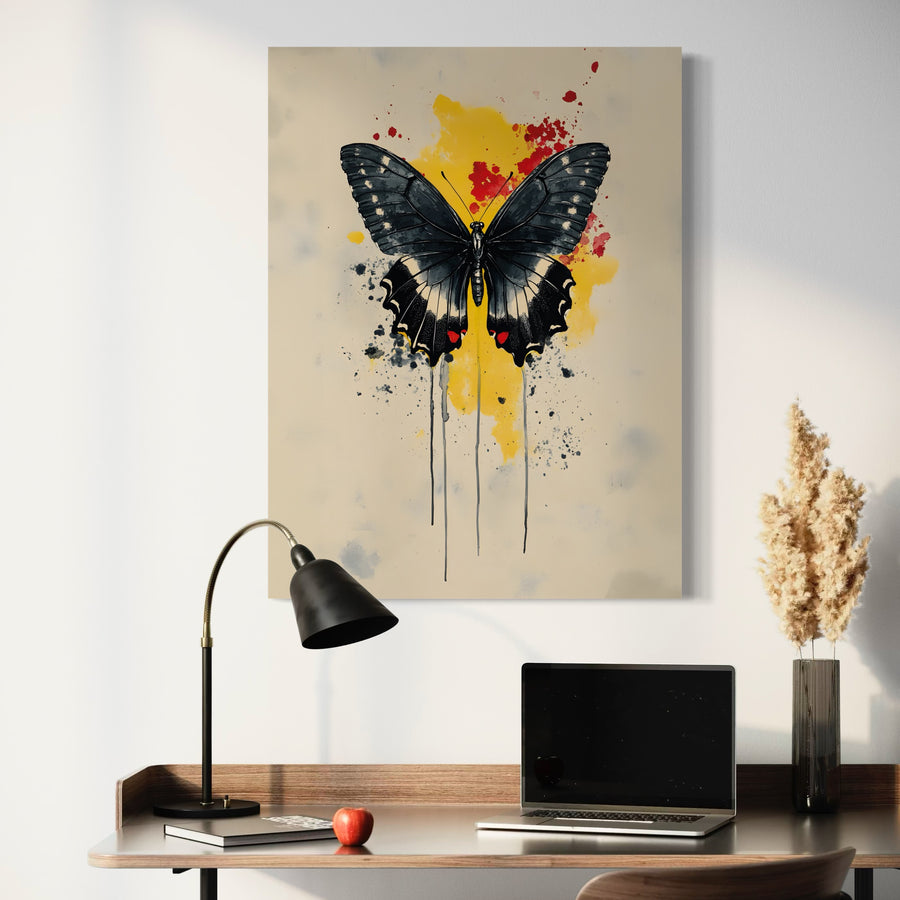 Tableau Papillon Noir - Déco Murale Contemporaine