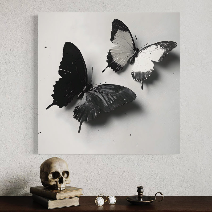 Quadro di farfalle in bianco e nero - Elegante decorazione murale