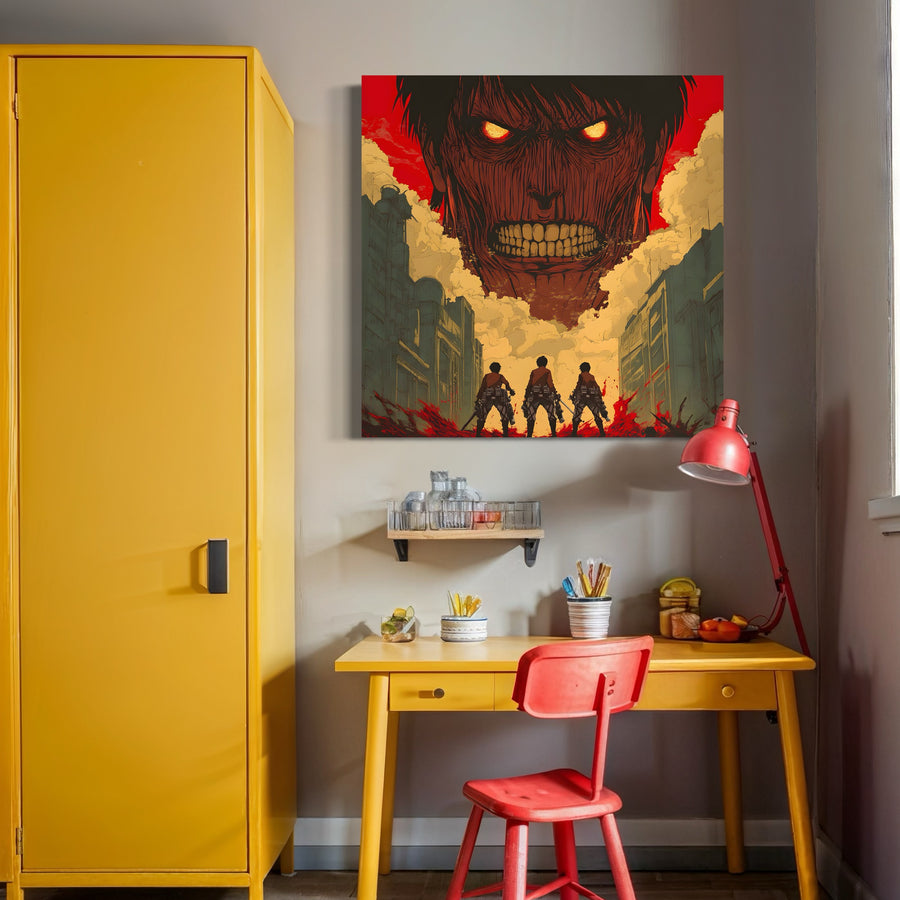 Tableau Attaque Des Titans Visage De La Terreur - Cadre Mural