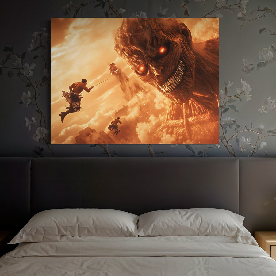 Tableau Attaque Des Titans Le Colosse En Action - Cadre Mural Moderne