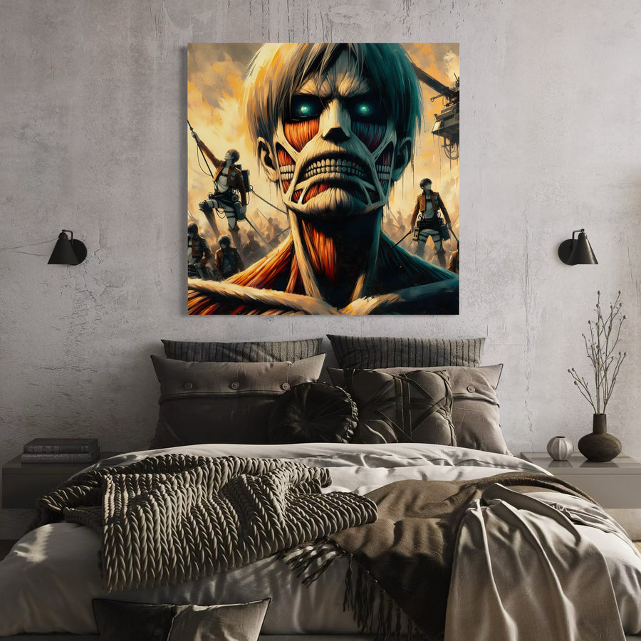 Tableau Attaque Des Titans Le Regard Du Colosse - Cadre Mural Moderne