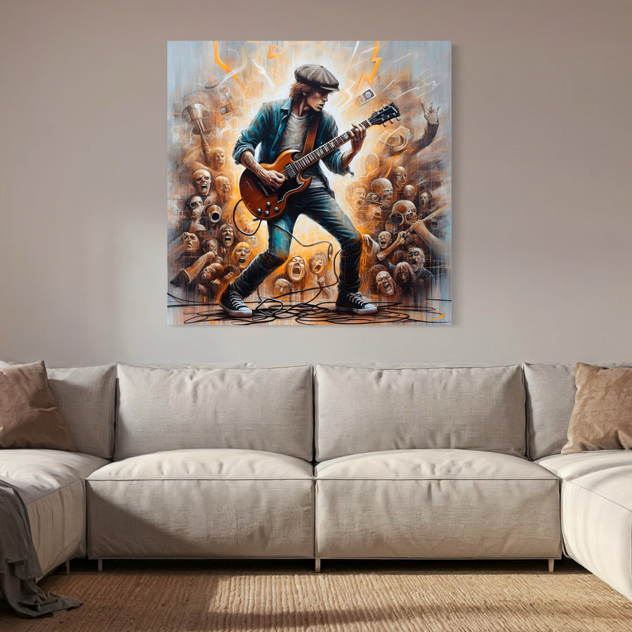 Tableau ACDC Guitariste et Foule - Décoration Murale Design