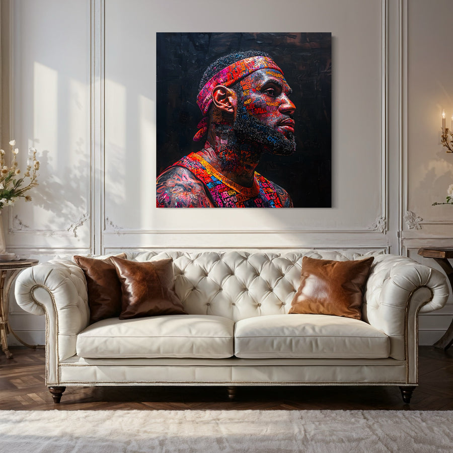 Tableau NBA LeBron James Art Coloré – Cadre Déco Moderne