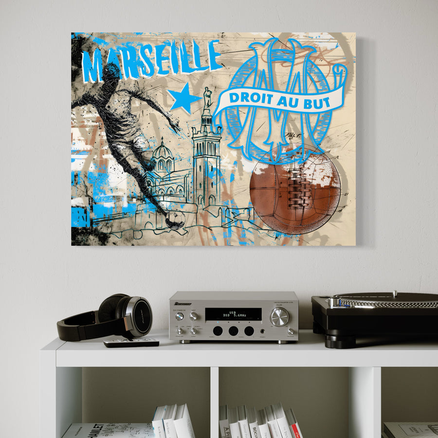 Tableau OM Marseille Droit au But - Cadre Mural