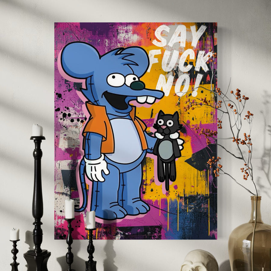 Tableau Simpson - Scratchy Graffiti Street Art
