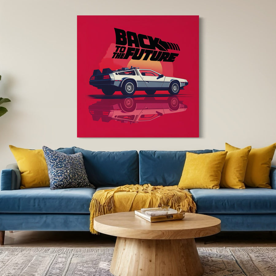Quadro di Ritorno al futuro - Delorean e riflesso