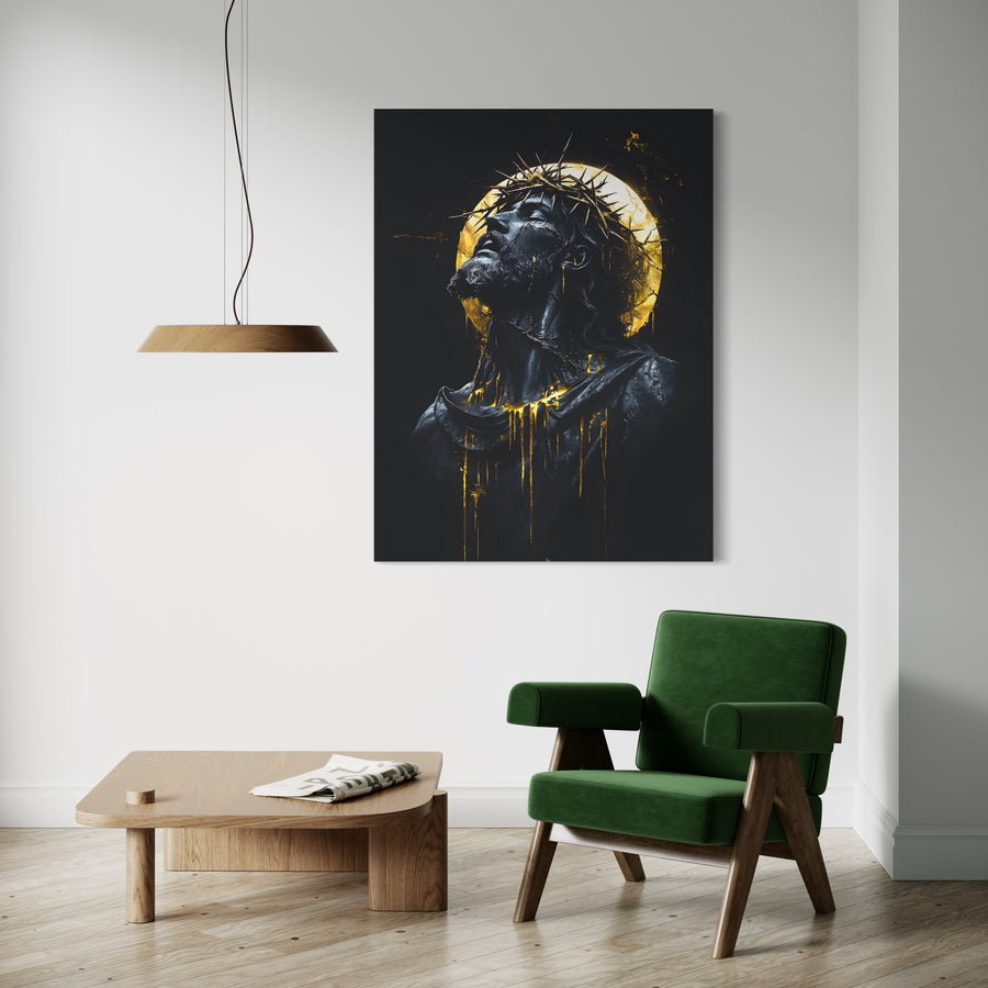 Tableau Chrétien Couronne Dorée - Modern wall frame