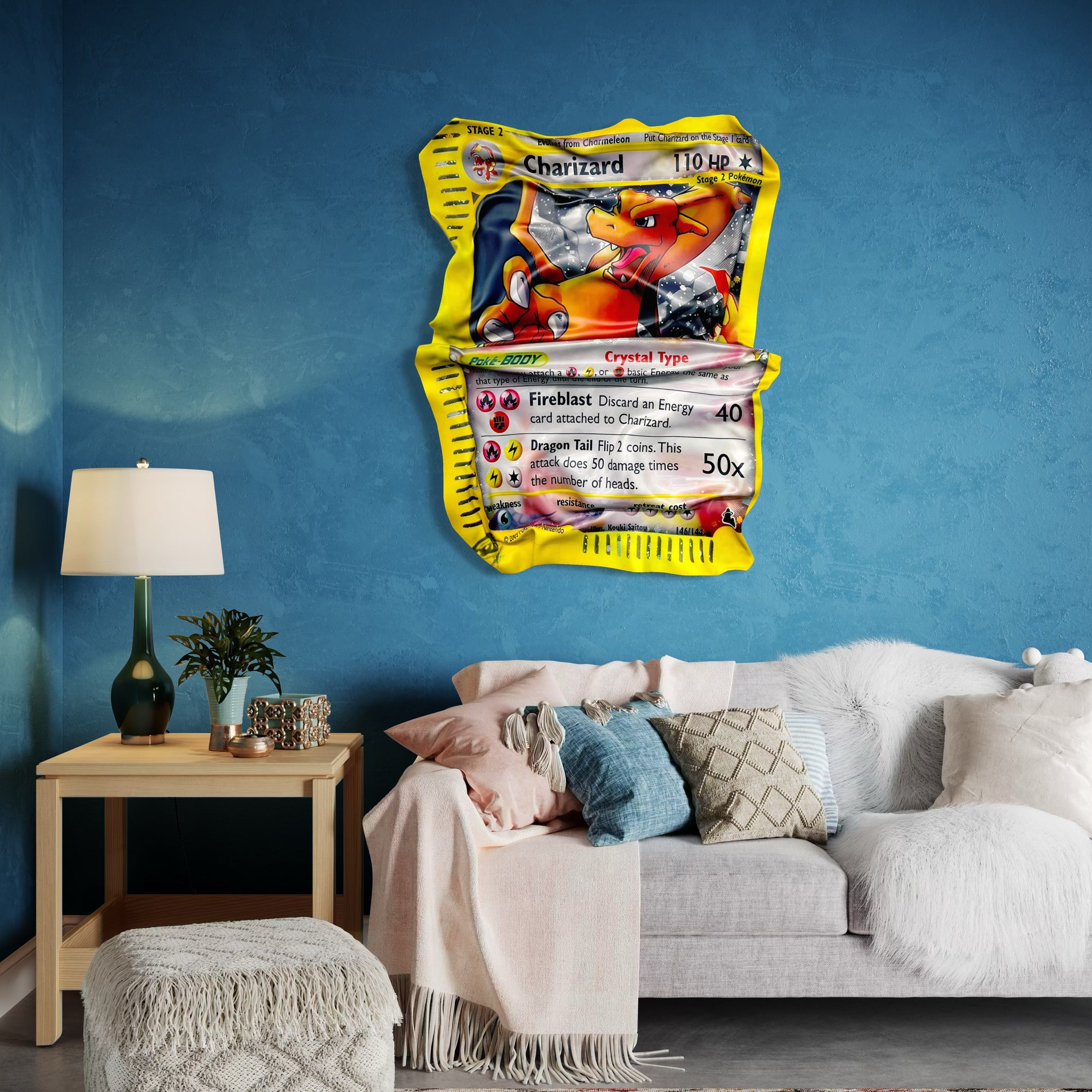 Tableau froissé - Carte Pokémon Charizard