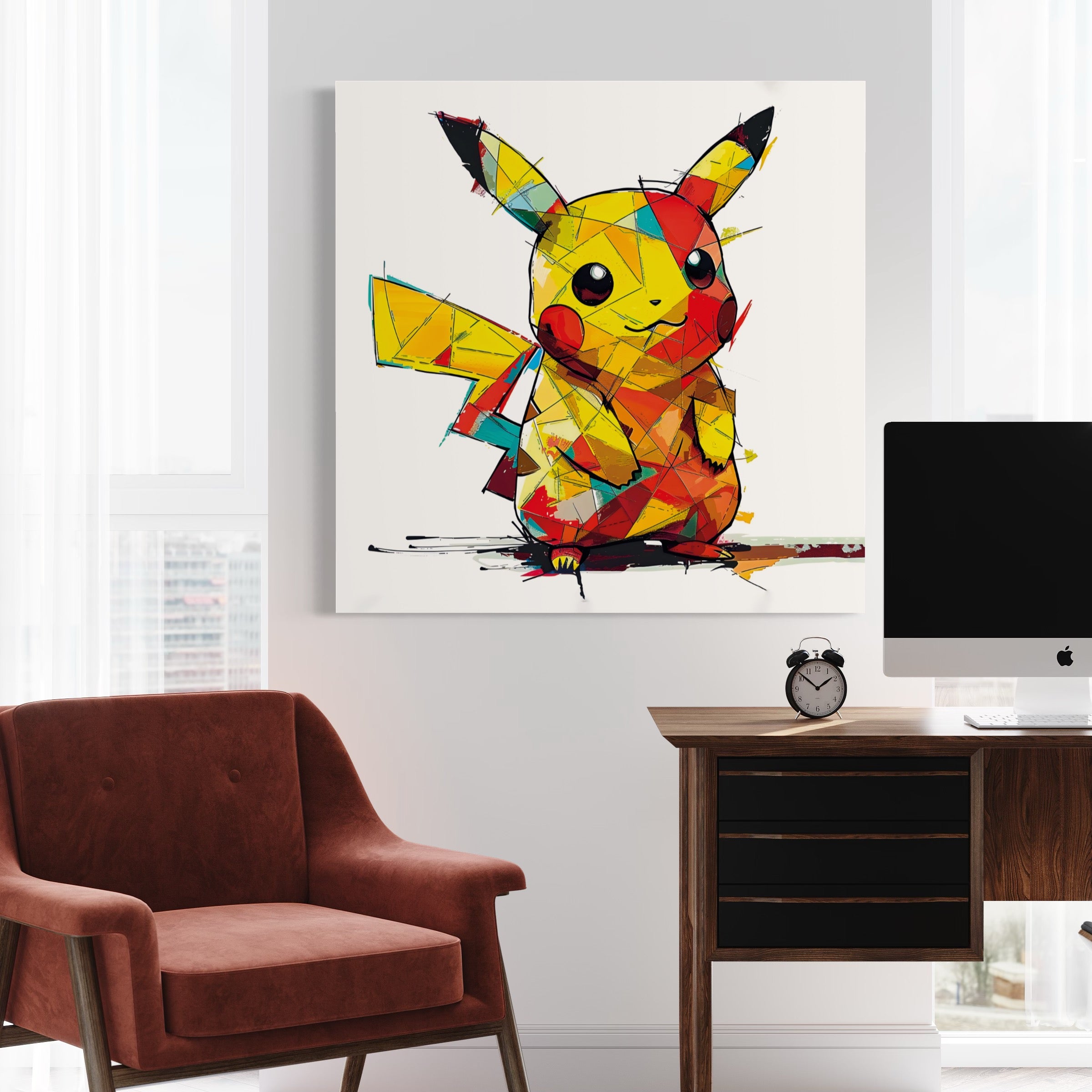 Tableau Pokémon - Pikachu en style cubiste - Fabulartz.fr 