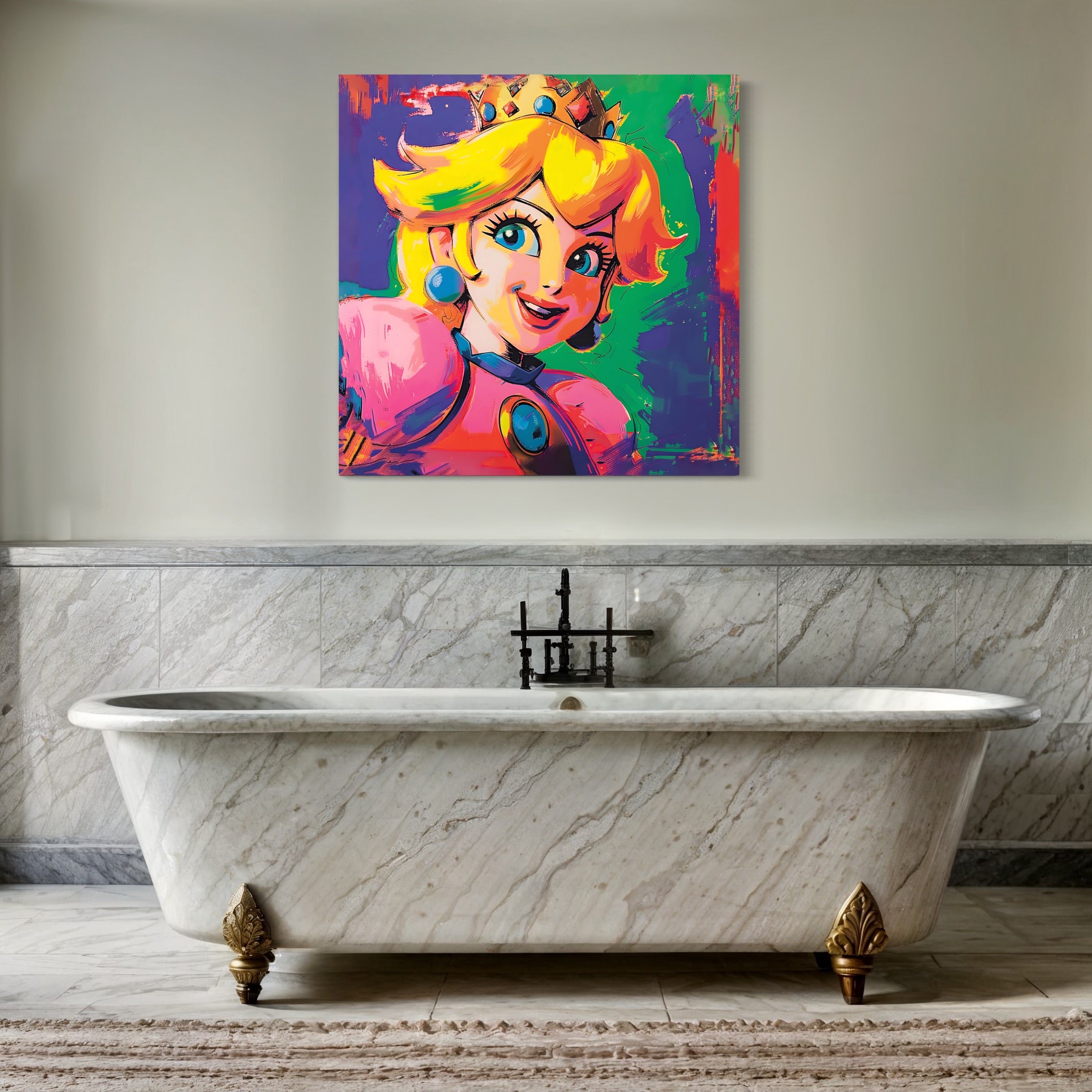 Tableau Lumineux de Princesse Peach - Cadre Déco Élégant et Vibrant - Fabulartz.fr 