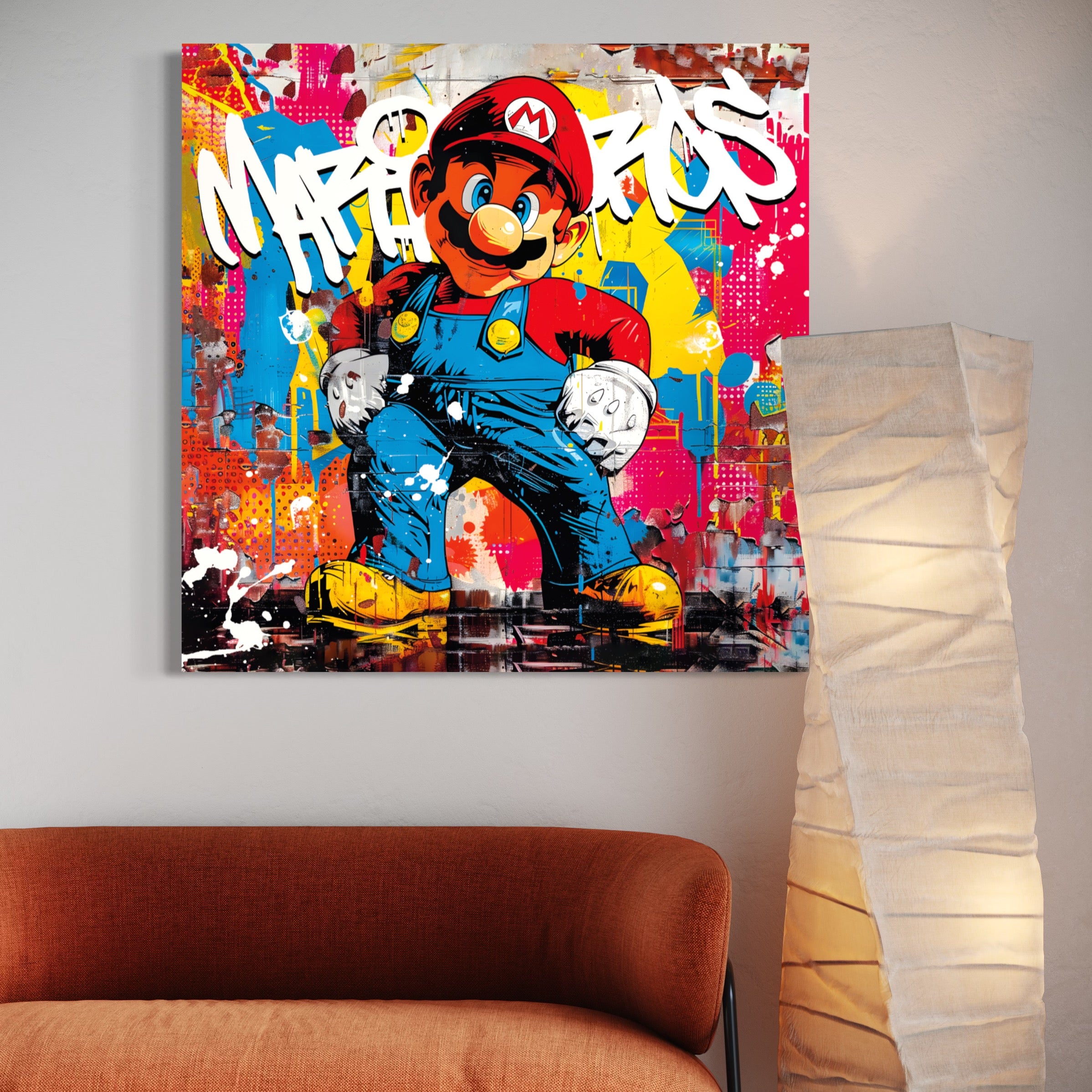 Tableau Urbain de Mario - Cadre Déco Dynamique et Coloré - Fabulartz.fr 