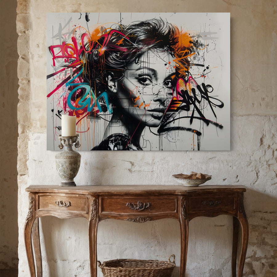 Tableau Street Art Femme Sophistiquée - Cadre Décoratif Contemporain