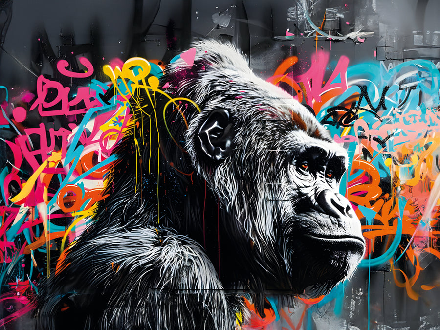 Painting Street Art Powerful Gorilla - Modern Wall Decoration