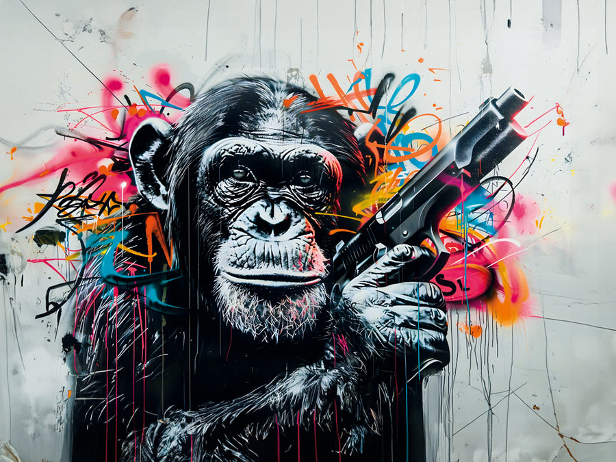 Pittura Street Art Monkey - Cornice decorativa moderna