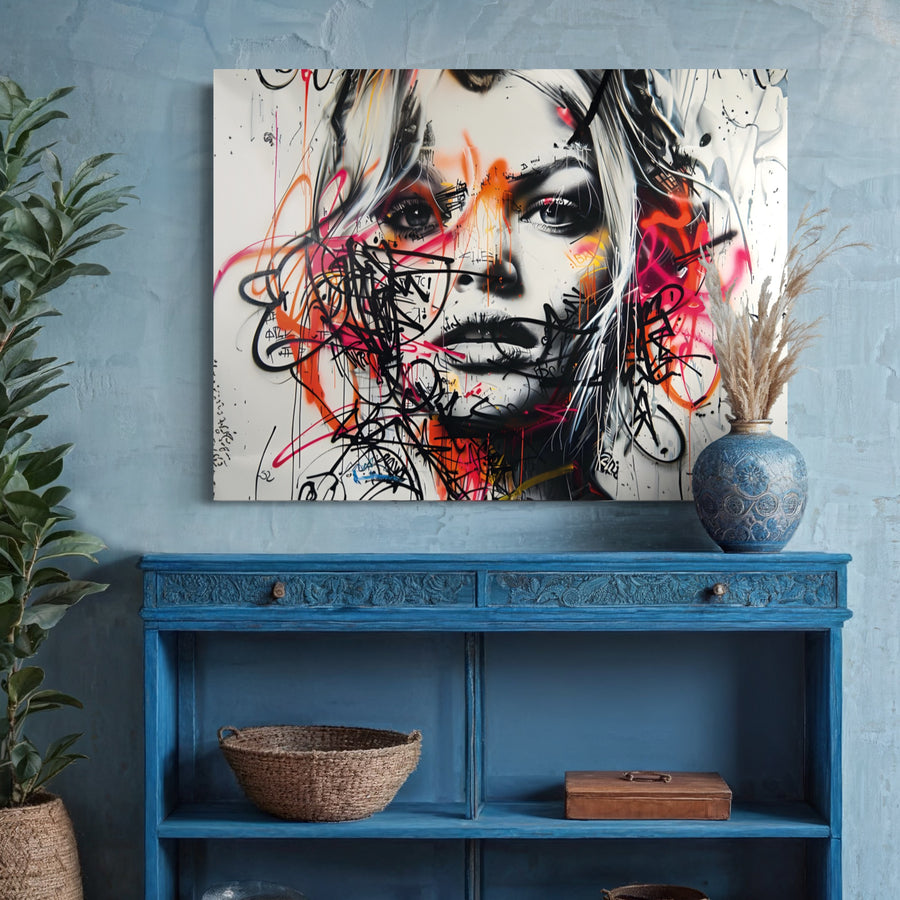 Painting Street Art Modern Woman - Energetic Wall Decoration