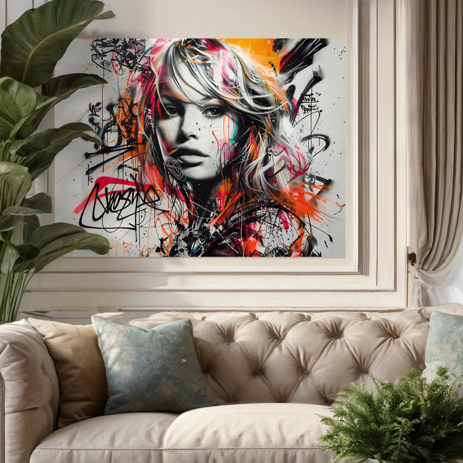 Painting Street Art Elegant Woman - Contemporary wall decor