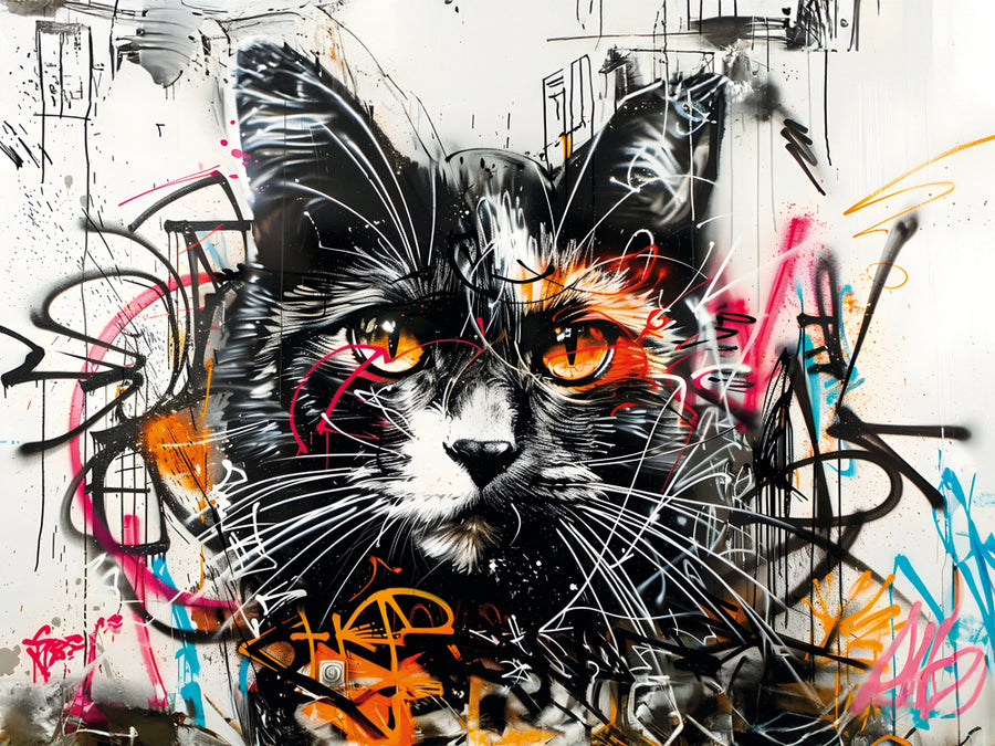 Quadro Street Art Majestic Cat - Cornice decorativa contemporanea