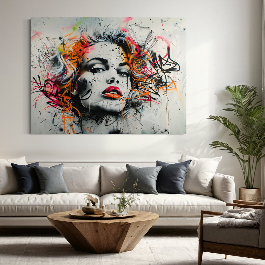 Tableau Street Art Femme Élégante - Décoration Murale Contemporaine