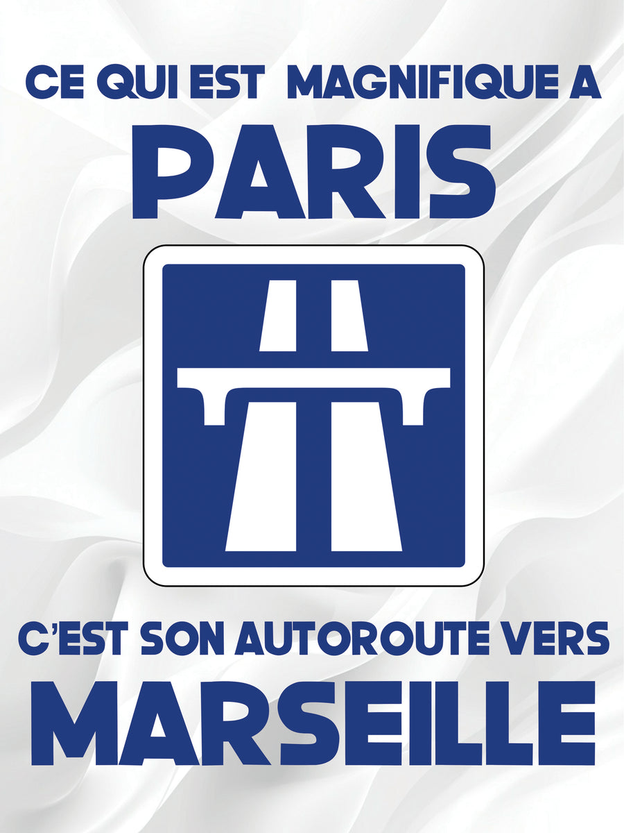 Tableau OM Paris Autoroute Marseille - Cadre Mural
