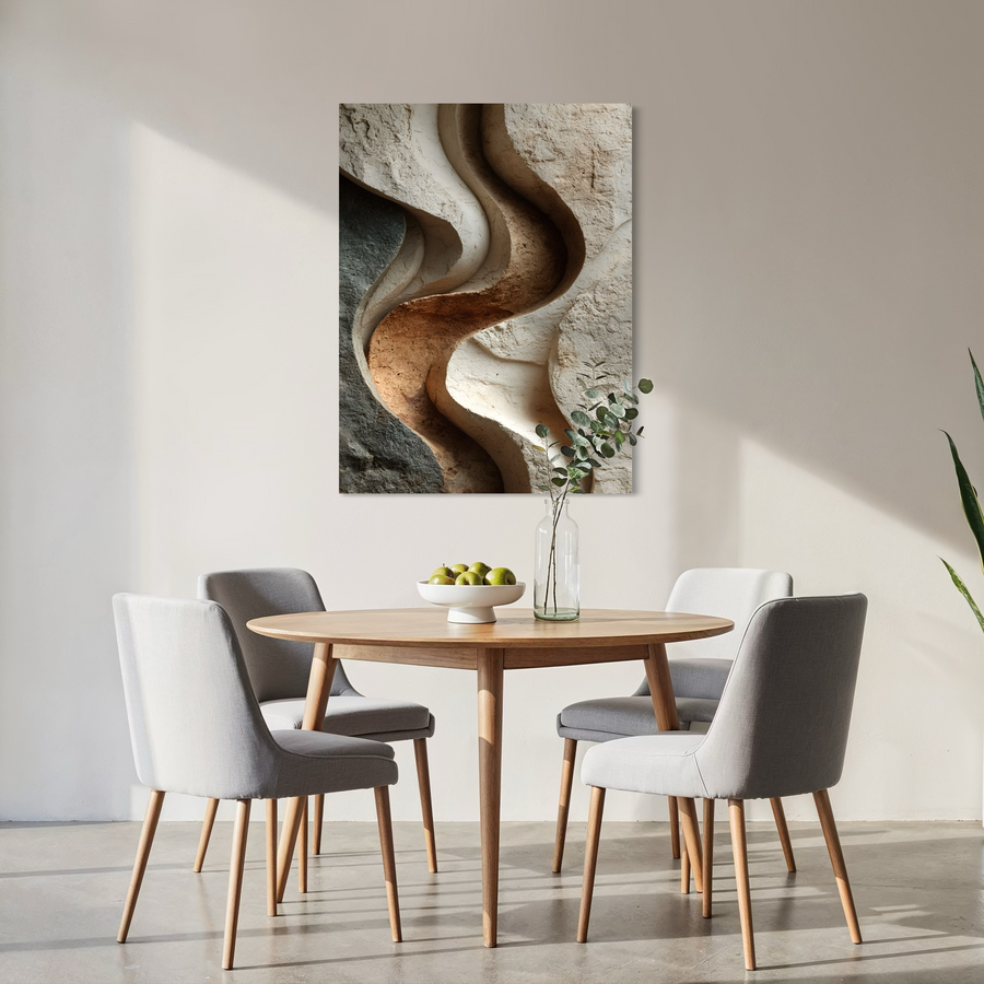 Tableau Japandi Vagues de Plâtre – Relief Organique Minimaliste