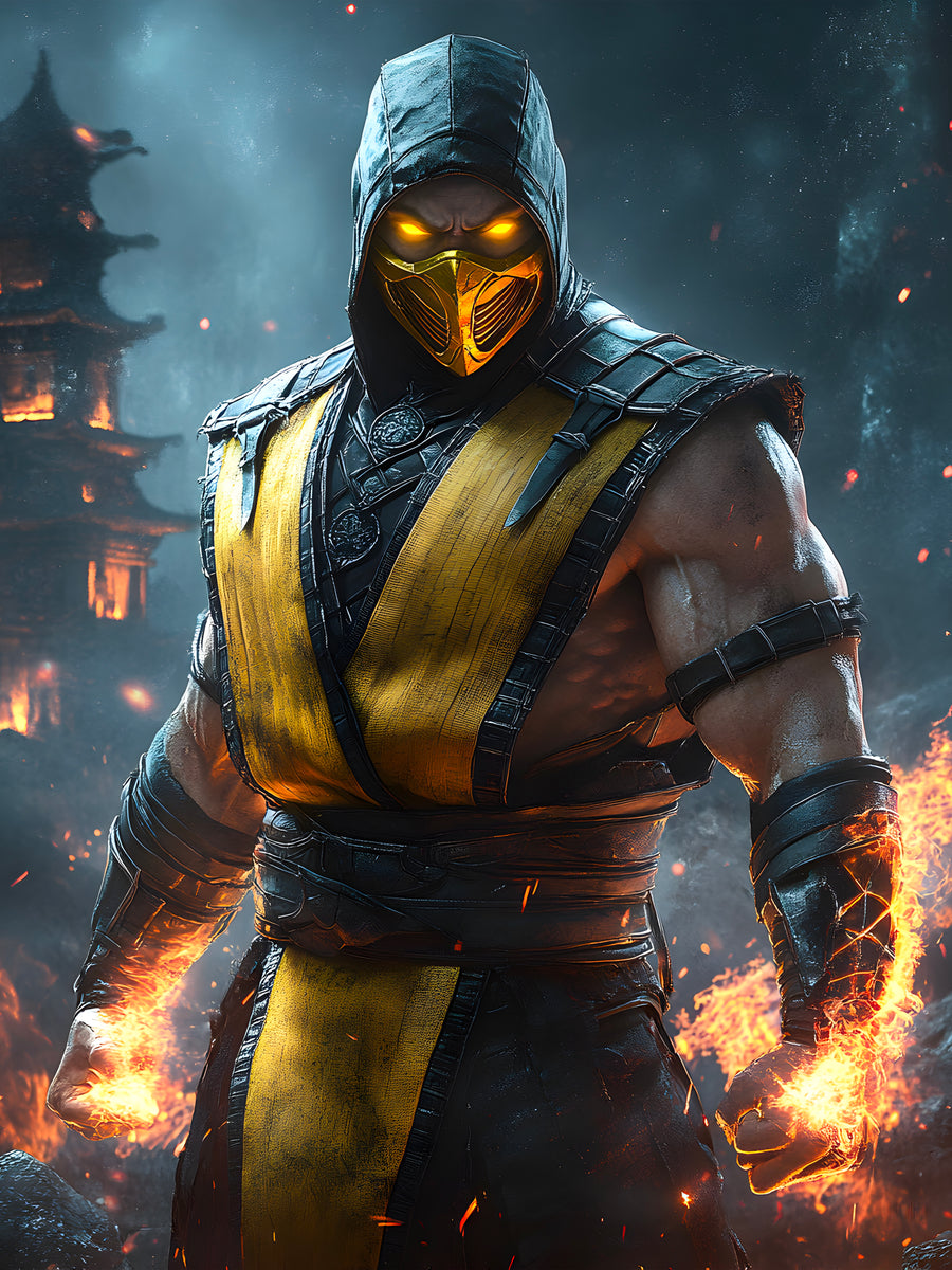 Tableau Mortal Kombat Scorpion Force Ardente - Déco Murale Design