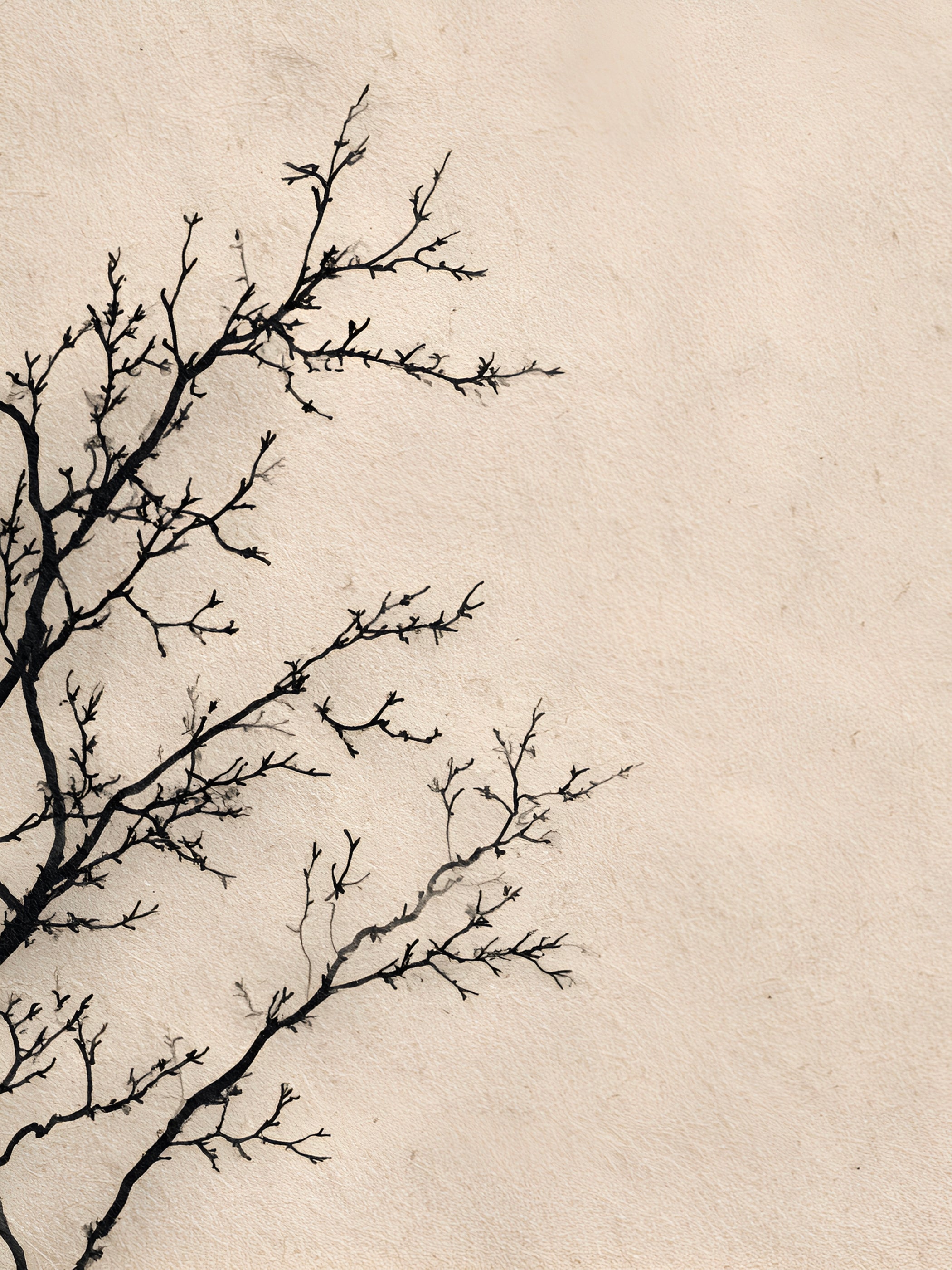 Tableau Japandi Branche Hivernale – Silence Organique