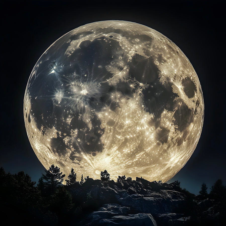 Painting Space Moon Illuminated - Modern Wall Decoration