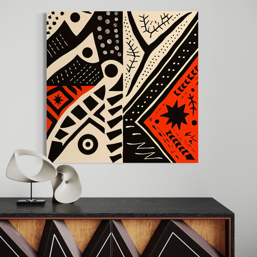 Tableau Africain Abstrait Motifs Ethniques – Décoration Murale Design