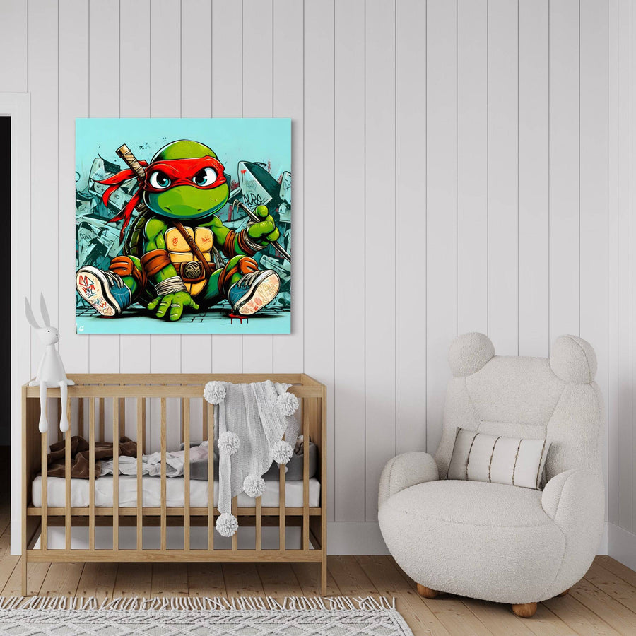 Tableau Enfant Baby Tortue Ninja - Décoration Murale Dynamique