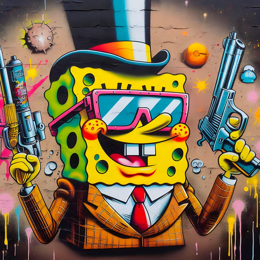 Tableau Pop Art Bob l'Éponge - Décoration Murale Design