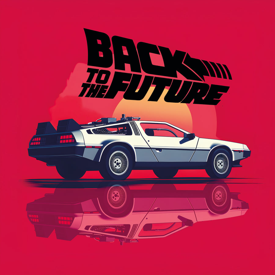 Quadro di Ritorno al futuro - Delorean e riflesso