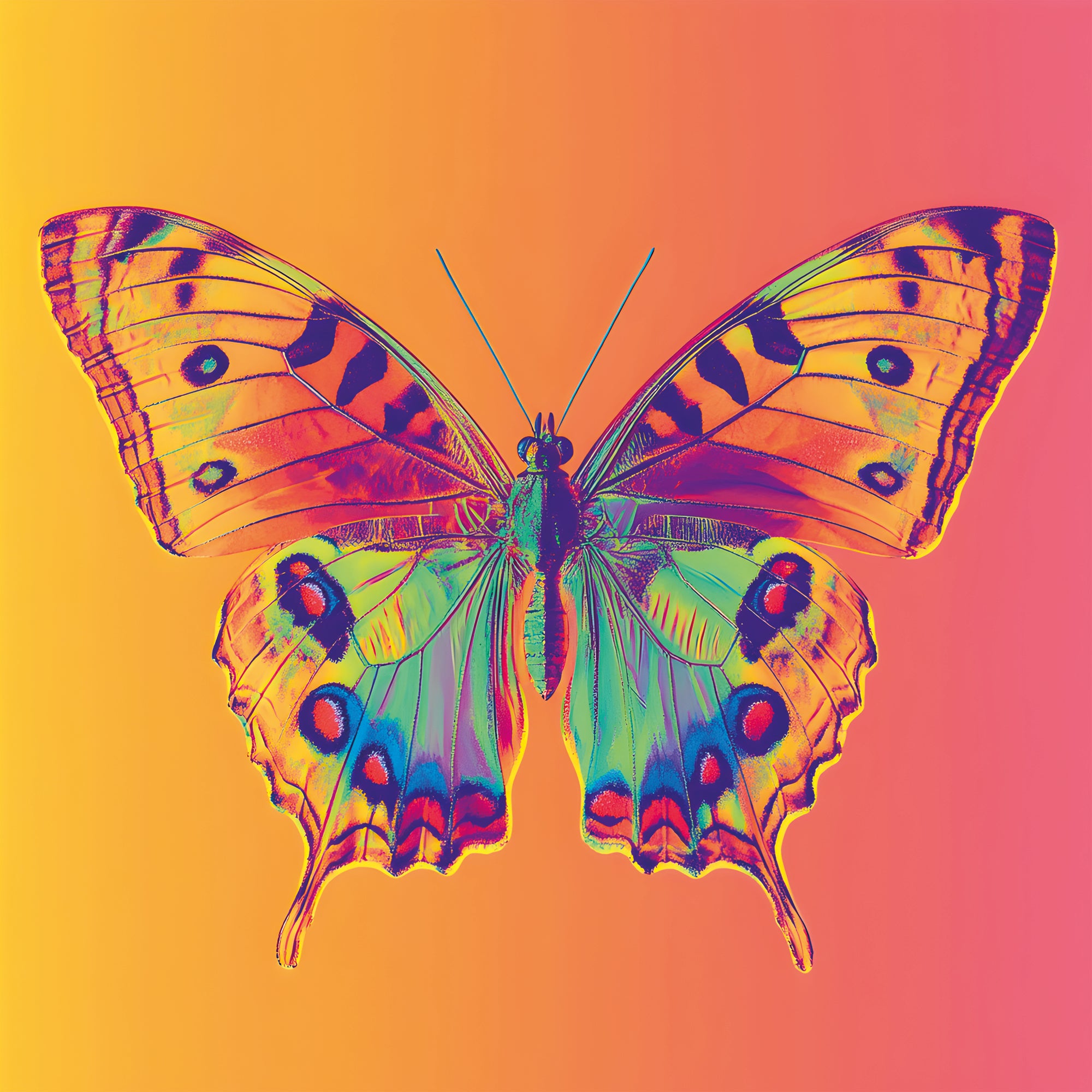 Tableau Papillon Pop Art - Cadre Mural Moderne - Fabulartz.fr 