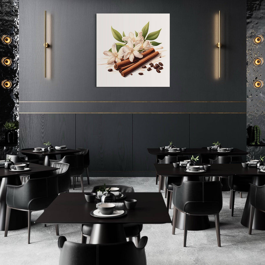 Tableau Cuisine "Cannelle et Fleur" - Décoration Murale Élégante