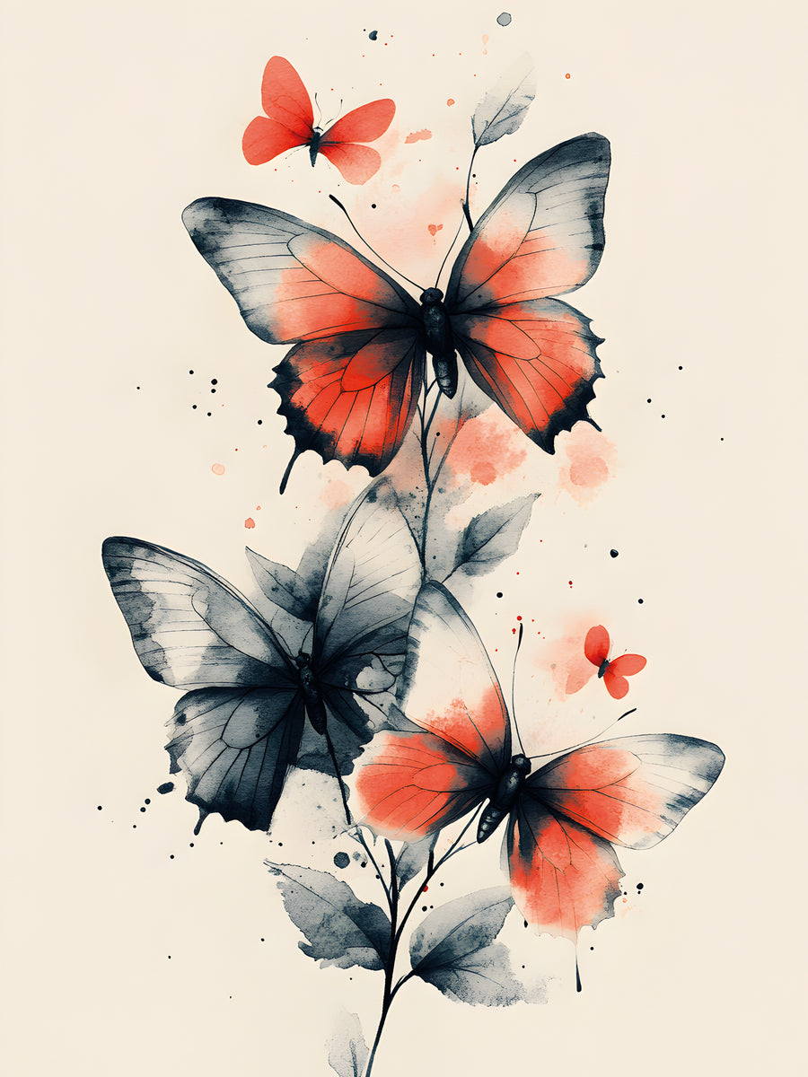 Tableau Papillon Noir et Orange - Cadre Mural Design