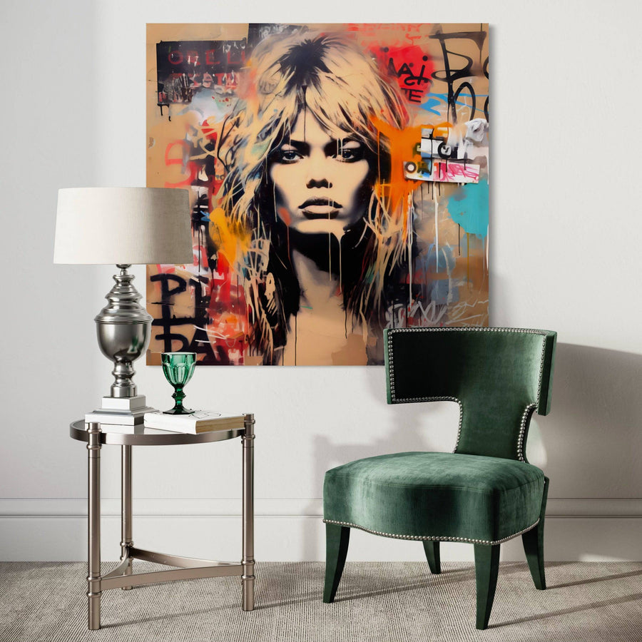 Pittura pop art Brigitte Bardot Graffiti - Decorazione murale urbana