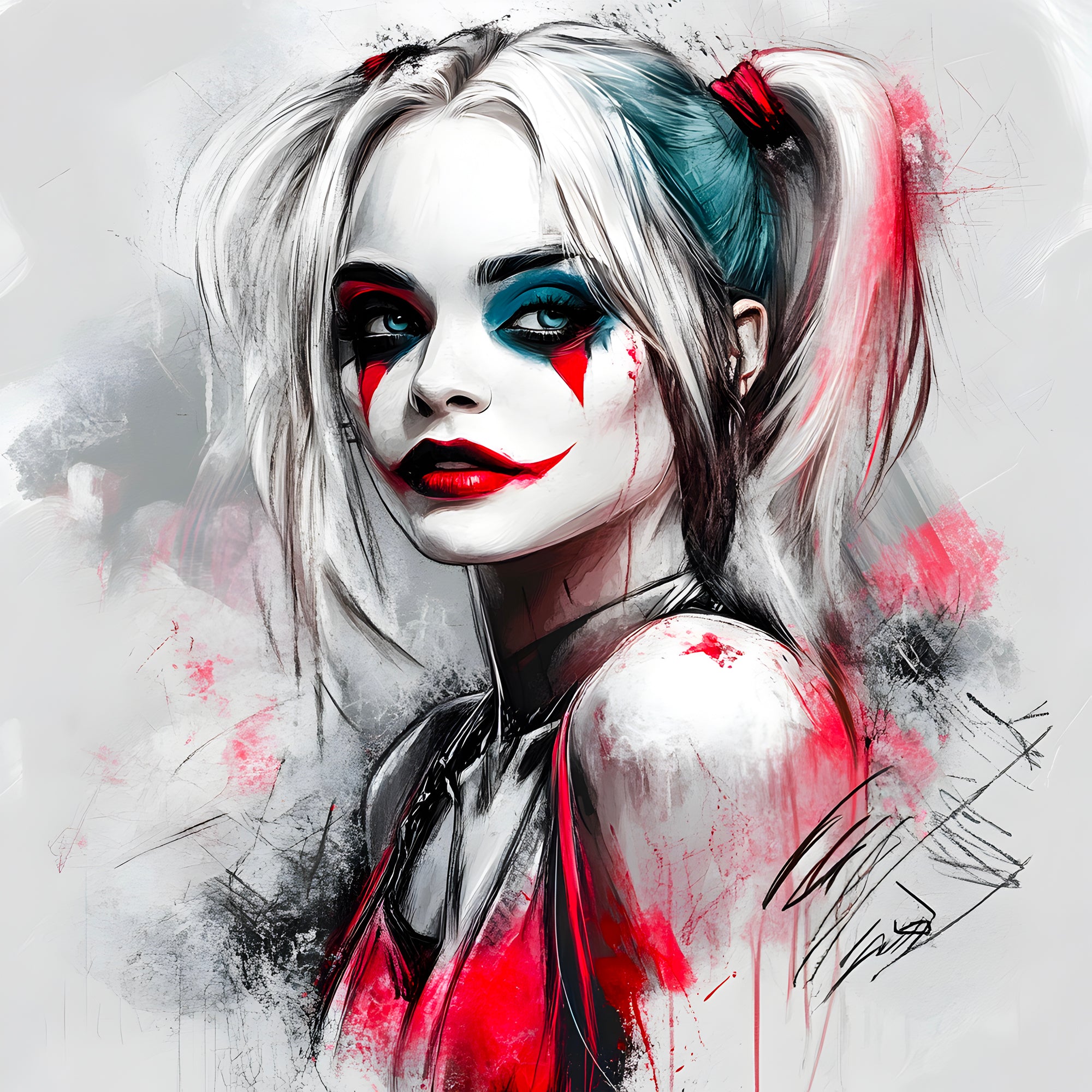 Tableau Harley Quinn Red & Shadows – Cadre Déco Moderne - Fabulartz.fr 