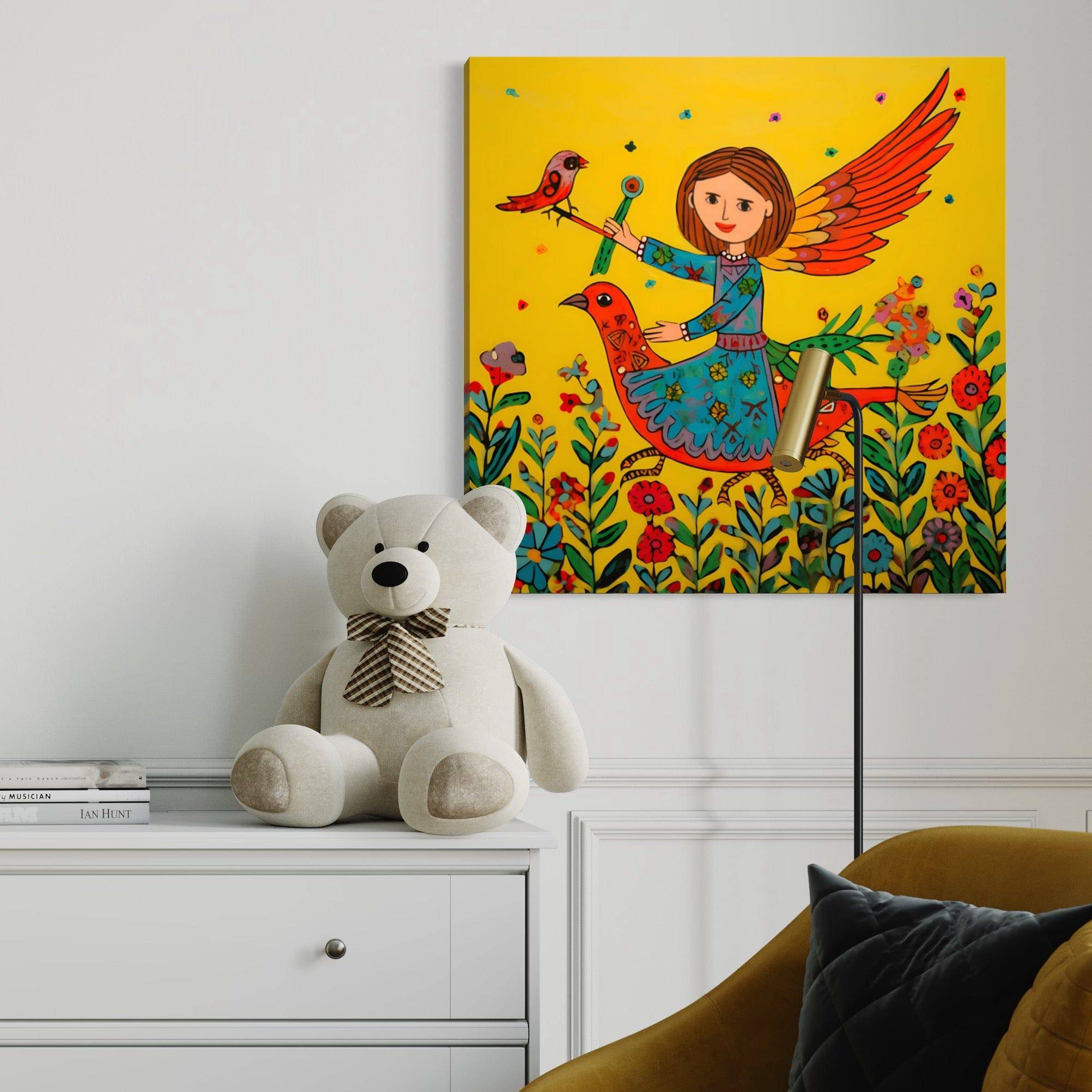 Dialogue avec les Oiseaux - Tableau Enfant - Fabulartz.fr 