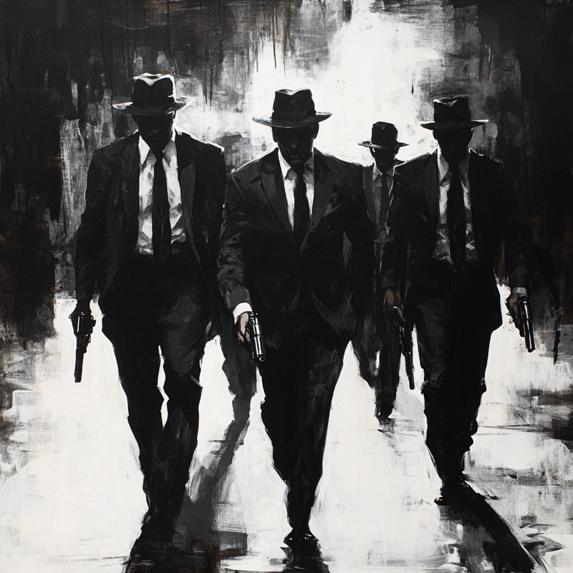 Tableau Mafia - Les Marcheurs Noirs - Cadre Déco Design - Fabulartz.fr 